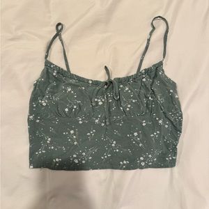Sage Green Floral Crop Top